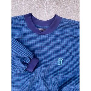 Vintage Sun Mountain Sports Plaid Pullover Golfing Blue Mens Large